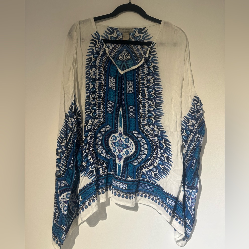 boho indigo gauze top